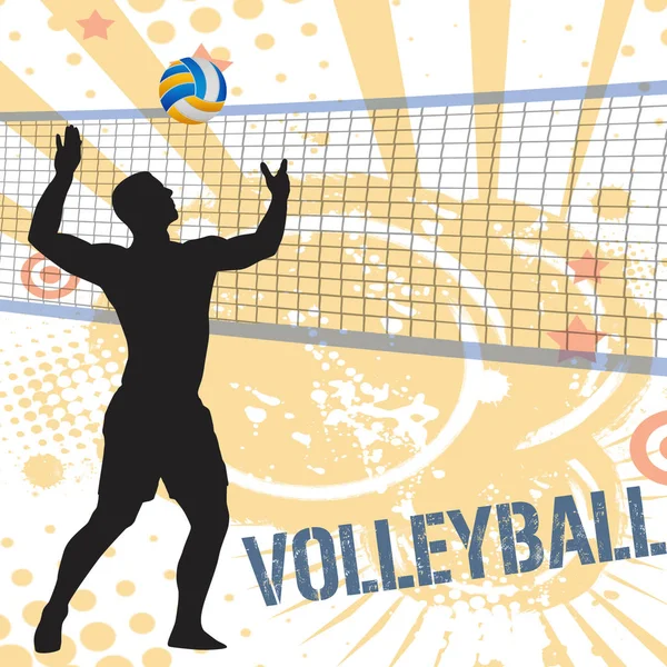 Volleyball Poster Banner Advertising Abstract Grunge Background Vector Illustration — Stock Vector