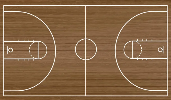 Suelo Cancha Baloncesto Sobre Fondo Texturizado Madera Dura Ilustración Vectorial — Vector de stock