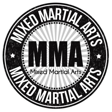 MMA (karışık dövüş sanatları) grunge lastik damgası beyaz arka planda, vektör çizim