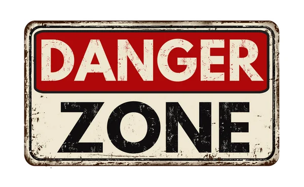 Danger Zone Vintage Rouillé Panneau Métallique Sur Fond Blanc Illustration — Image vectorielle