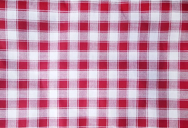 Piros Fehér Tarkán Szőtt Pamutszövet Terítő Textúra Háttér — Stock Fotó