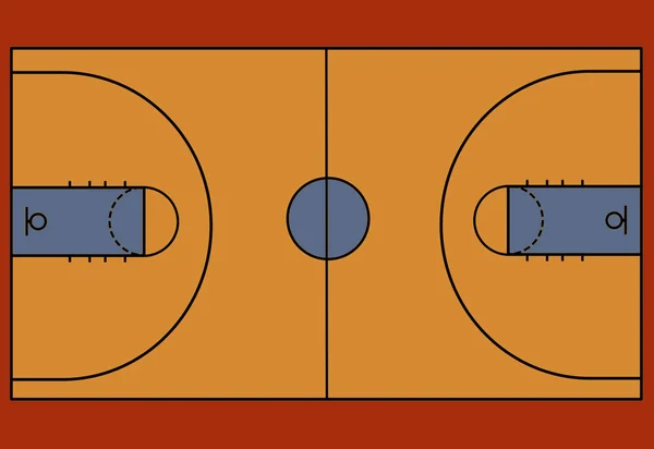 Basket Domstolen Golvet Med Linje Vektorillustration — Stock vektor