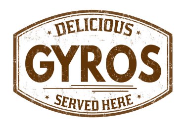 Gyros işareti veya beyaz arka plan, vektör çizim damgası