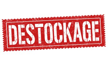 Yılında BDT Fransız dili (Destockage) işareti veya beyaz zemin üzerine, vektör çizim damga