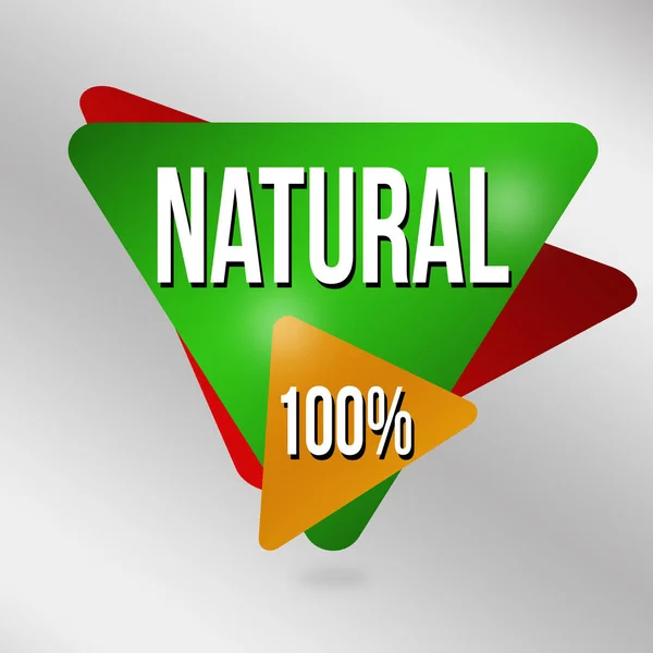 Natuurlijke 100 Teken Label Een Grijze Achtergrond Vectorillustratie — Stockvector