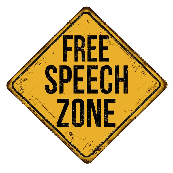 Free Speech Zone Vintage Rusty Metal Sign White Background Vector — Stock Vector