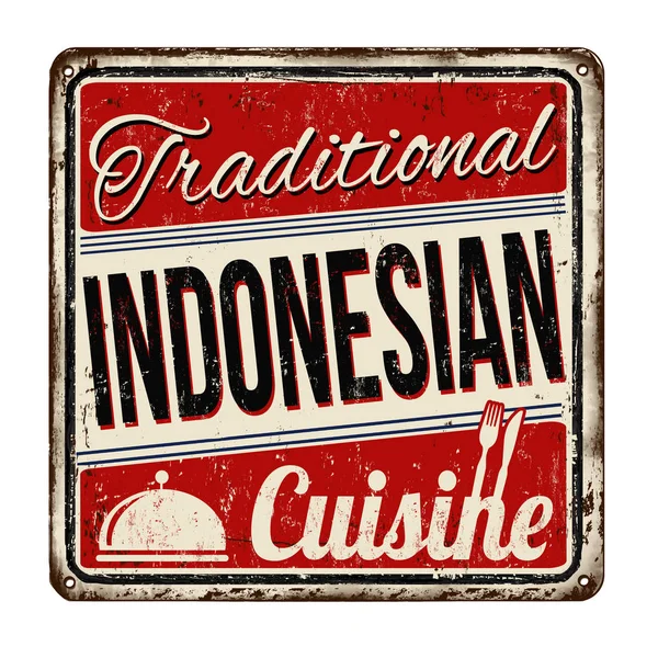 Παραδοσιακή Ινδονησιακή Κουζίνα Vintage Σκουριασμένο Μέταλλο Σύμβολο Λευκό Φόντο Εικονογράφηση — Διανυσματικό Αρχείο