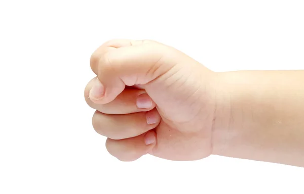 Kid Hand Clenched Fist White Background — Stock Photo, Image