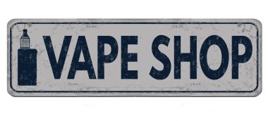 Vape dükkanı vintage paslı metal oturum vektör çizim, beyaz bir arka plan