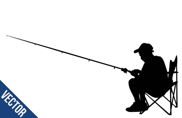 Sílhueta Pescador Sobre Fundo Branco Ilustração Vetorial —  Vetores de Stock