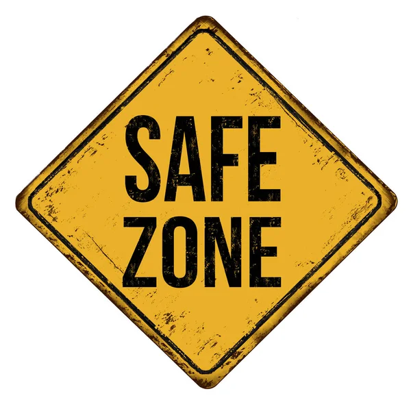 Safe Zone Vintage Rostiges Metallschild Auf Weißem Hintergrund Vektorillustration — Stockvektor