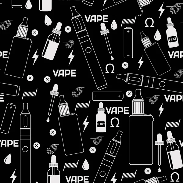 Vape Winkel Sigaret Winkel Naadloze Patroon Zwarte Achtergrond Vectorillustratie — Stockvector