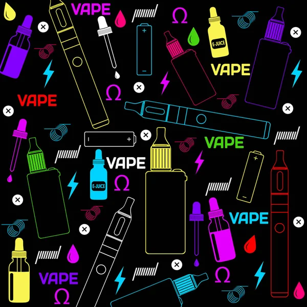 Магазин Vape Магазин Электронных Сигарет Красочная Текстура Фона Черном Фоне — стоковый вектор