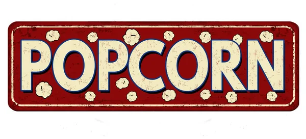 Popcorn Vintage Rusty Metal Sign White Background Vector Illustration — Stock Vector