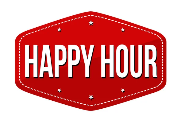 Happy Hour Etikett Oder Aufkleber Auf Weißem Hintergrund Vektorillustration — Stockvektor