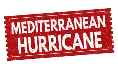 Akdeniz kasırga işareti veya beyaz arka plan, vektör çizim damgası