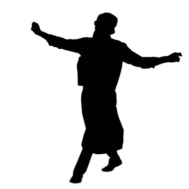 Yunan dansçı siluet gerçekleştirmek syrtaki beyaz zemin üzerine, vektör çizim