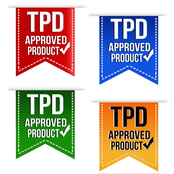 Tdp Tobaksdirektivet Godkänd Produkt Banner Design Vit Bakgrund Vektorillustration — Stock vektor