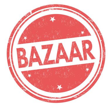 In Bazaarı işareti veya beyaz arka plan, vektör çizim damgası