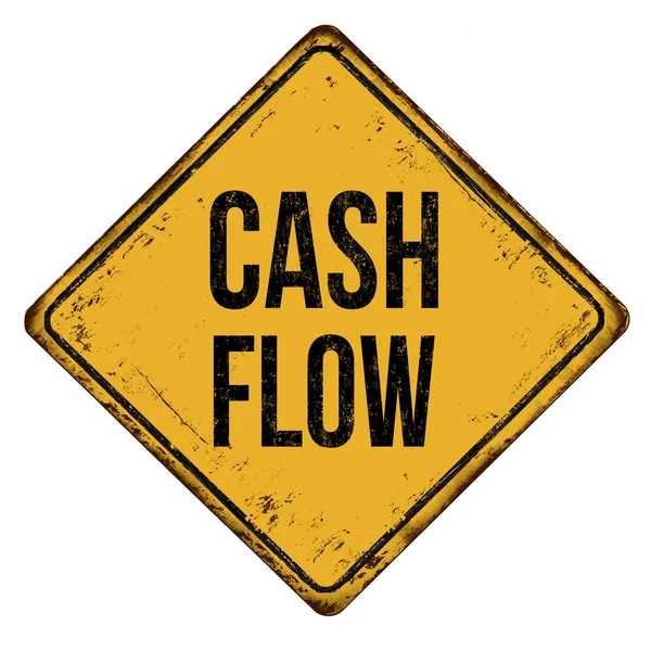 Cash Flow Vintage Sinal Metal Enferrujado Fundo Branco Ilustração Vetorial — Vetor de Stock