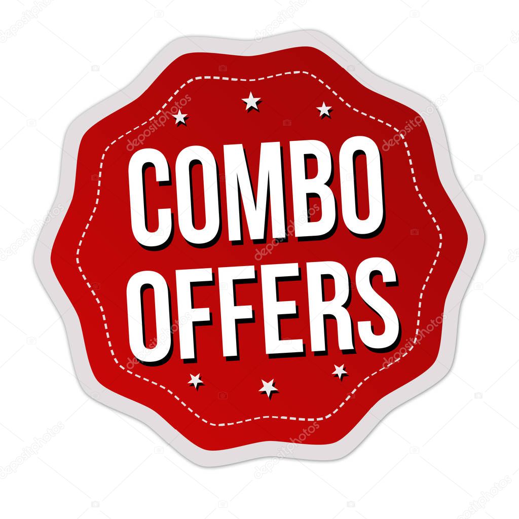 Combo offers label or sticker on white background, vector illustration