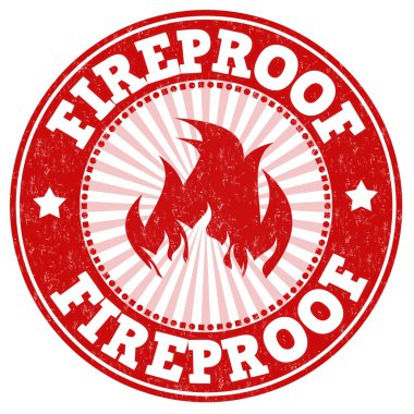 Fireproof sign or stamp on white background, vector illustration clipart