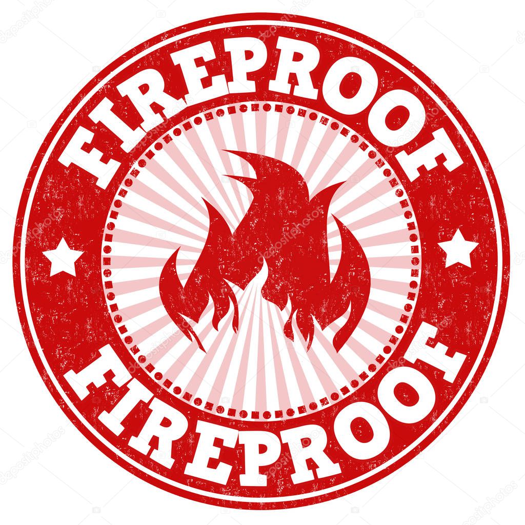 Fireproof sign or stamp on white background, vector illustration