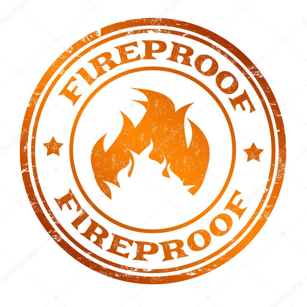 Fireproof sign or stamp on white background, vector illustration