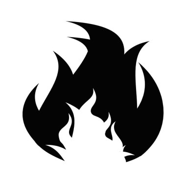 Yangın alev simgesi. Siyah simgesi beyaz arka plan üzerinde vektör illüstrasyon izole