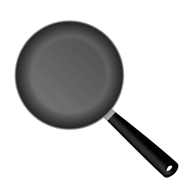 Vector Realistic Empty Frying Pan Top View Isolated White Background — Stock Vector