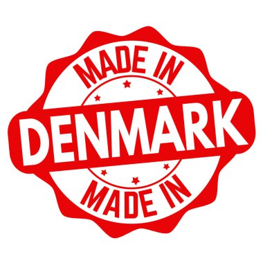 Danimarka işareti veya damga beyaz arka plan, vektör çizim üzerinde yapılan