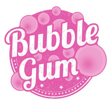 Bubble gum sign or stamp on white background, vector illustration clipart