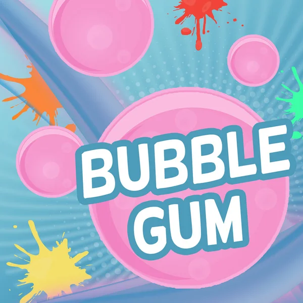 Bubble Gum Poster Design Концепция Листовки Жвачки Векторная Иллюстрация — стоковый вектор