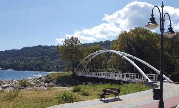 Beautiful View Bridge Sea Agios Ioannis Pelion Greece — Stock Photo, Image
