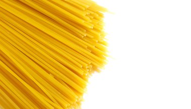 Spagetti kopya alanı beyaz zemin üzerine kurutulmuş