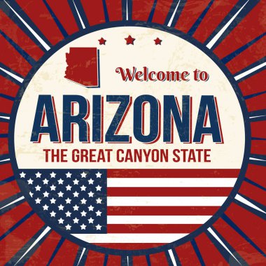 Arizona vintage grunge poster, vector Illustrator hoş geldiniz