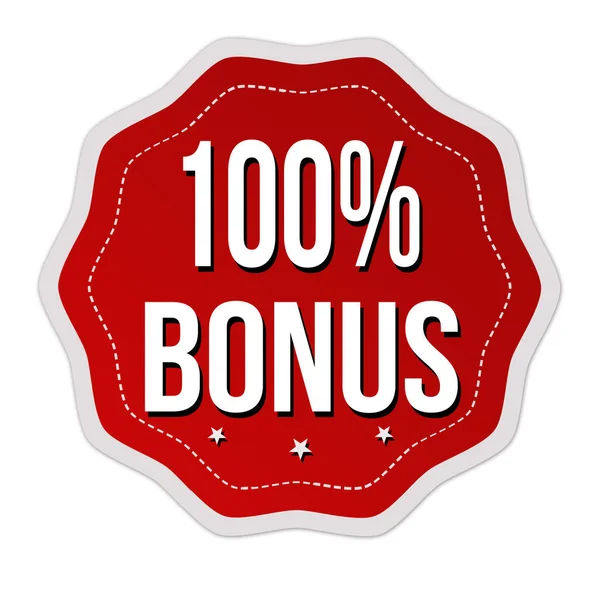 100 Percent Bonus Label Sticker White Background Vector Illustration — Stock Vector