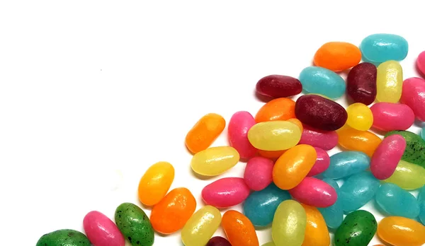 Разноцветные Желейные Бобы Белом Фоне — стоковое фото