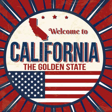 California vintage grunge poster, vector Illustrator hoş geldiniz