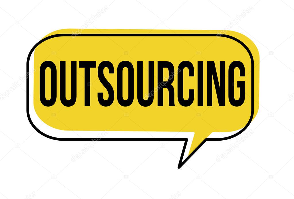 Outsourcing speech bubble on white background, vector illustration