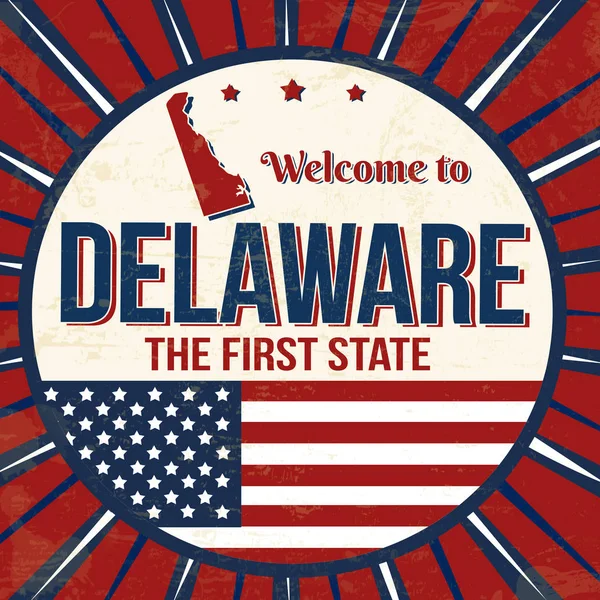 Bienvenue Delaware Vintage Grunge Poster Illustrateur Vectoriel — Image vectorielle