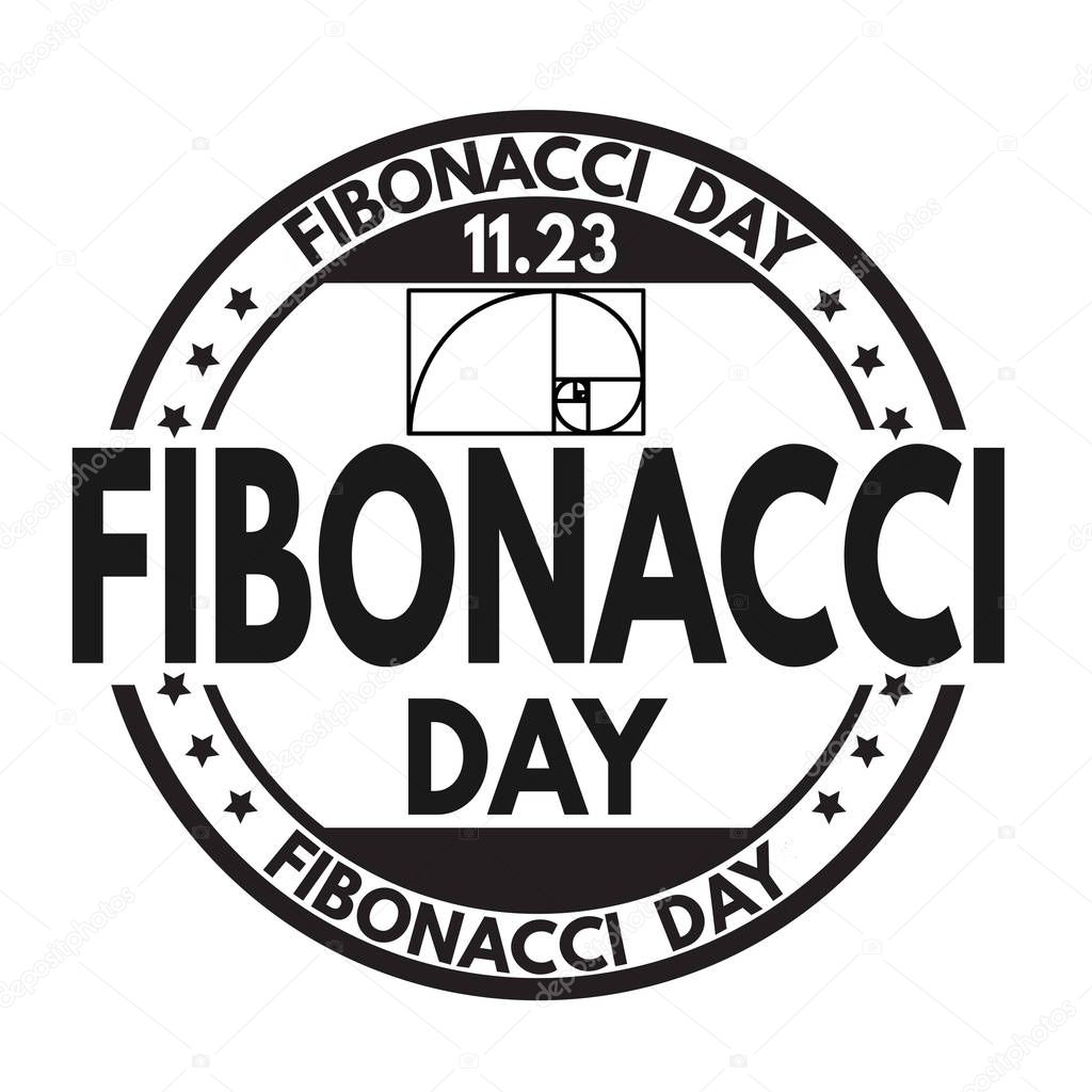 Fibonacci day sign or stamp on white background, vector illustration