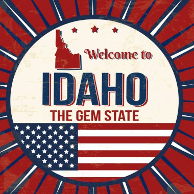 Idaho vintage grunge poster, vector Illustrator hoş geldiniz