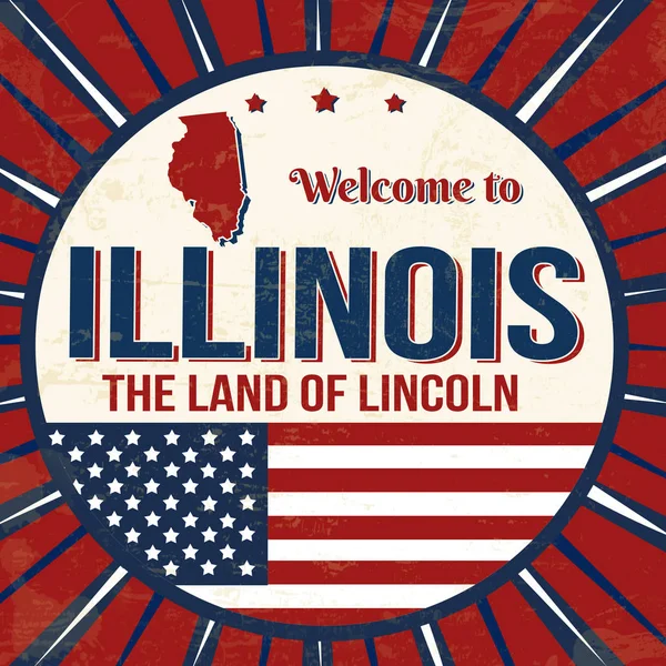 Bienvenue Sur Affiche Grunge Vintage Illinois Illustrateur Vectoriel — Image vectorielle