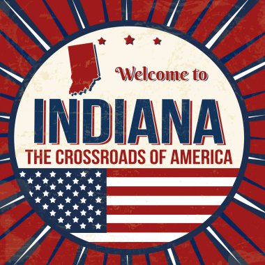 Indiana vintage grunge poster, vector Illustrator hoş geldiniz