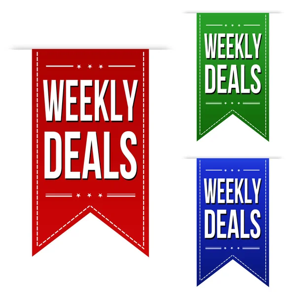 Weekly Deals Banner Design Set White Background Vector Illustration — Stock Vector