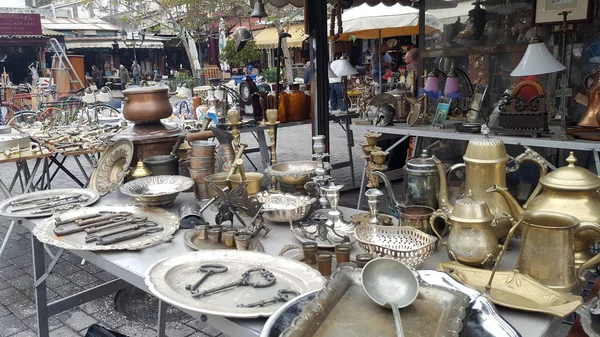 Atenas Grécia Novembro 2018 Antiguidades Venda Famoso Mercado Pulgas Atenas — Fotografia de Stock