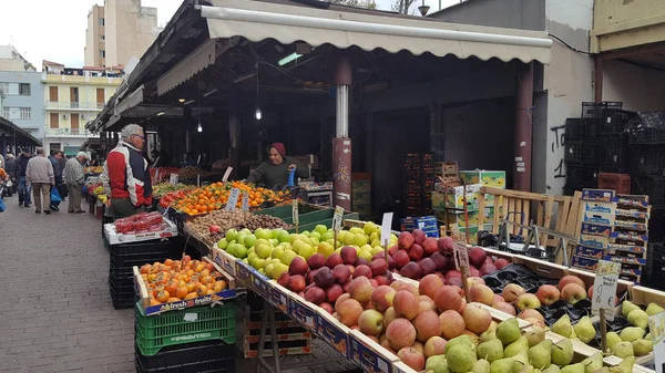 Atenas Grécia Novembro 2018 Mercado Rua Com Frutas Legumes Frescos — Fotografia de Stock