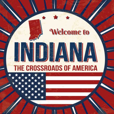 Indiana vintage grunge poster, vector Illustrator hoş geldiniz