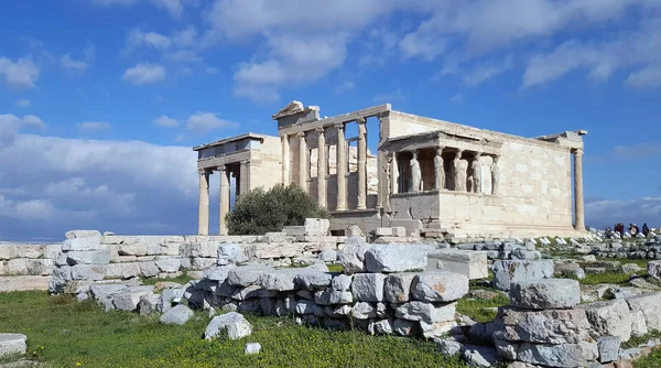 Ruiny Świątyni Erechtejon Świątyni Athene Obiekcie Acropolis Ateny Grecja — Zdjęcie stockowe